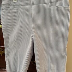 Chico's Navy and White Pinstripe shorts